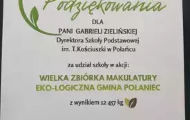 Podziękowanie dla pani dyrektor Gabrieli Zielińskiej