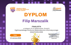 Ogromny sukces ucznia naszej szkoły &ndash; Finalista w Og&oacute;lnopolskim Konkursie Gigathon 2