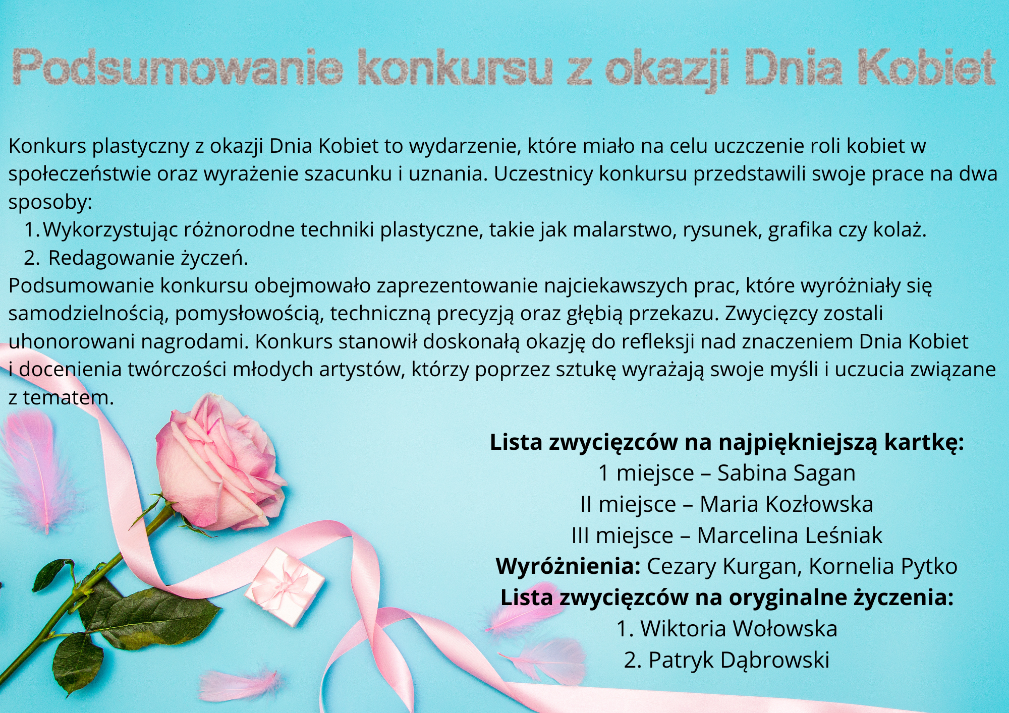 Podsumowanie konkursu z&nbsp;okazji Dnia Kobiet