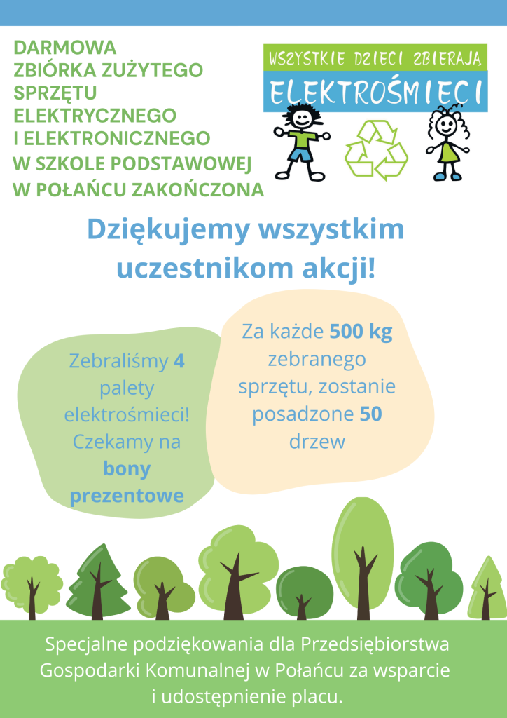 Wszystkie dzieci zbierają elektrośmieci podziekowania