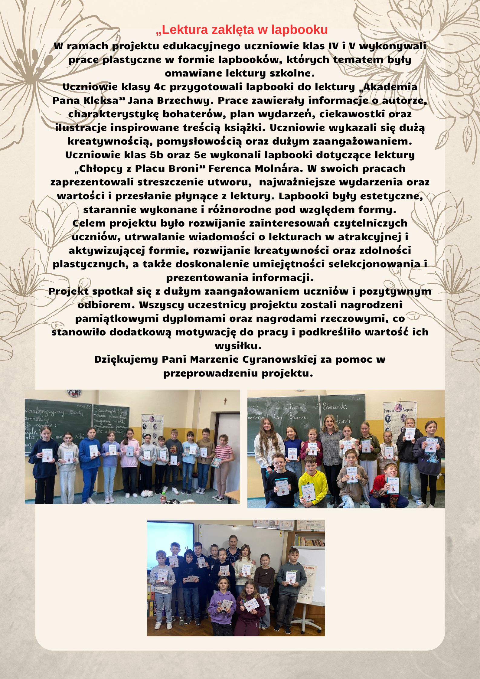 Projekt "Lektura zamknięta w&nbsp;Lapbooku"