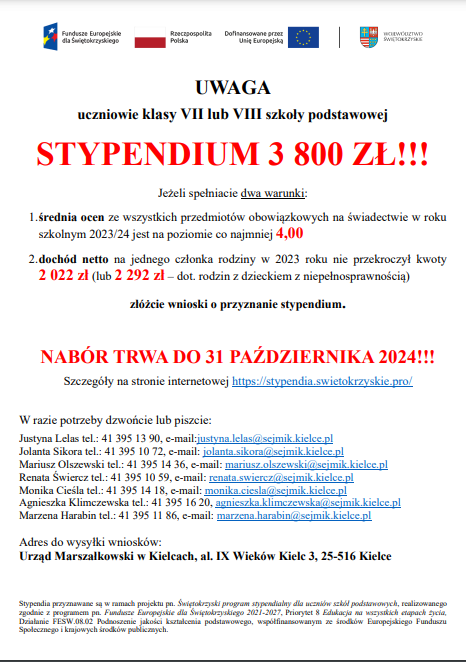 Zdjęcie do Nab&oacute;r wniosk&oacute;w stypendialnych!!!