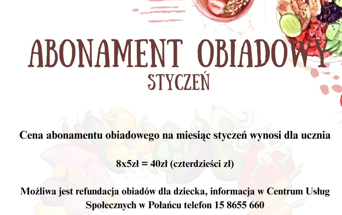 Abonament obiadowy - styczeń