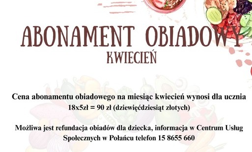 Abonament obiadowy - kwiecień