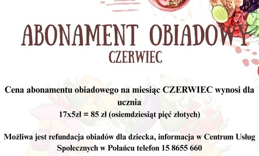 Zdjęcie do Abonament obiadowy - czerwiec